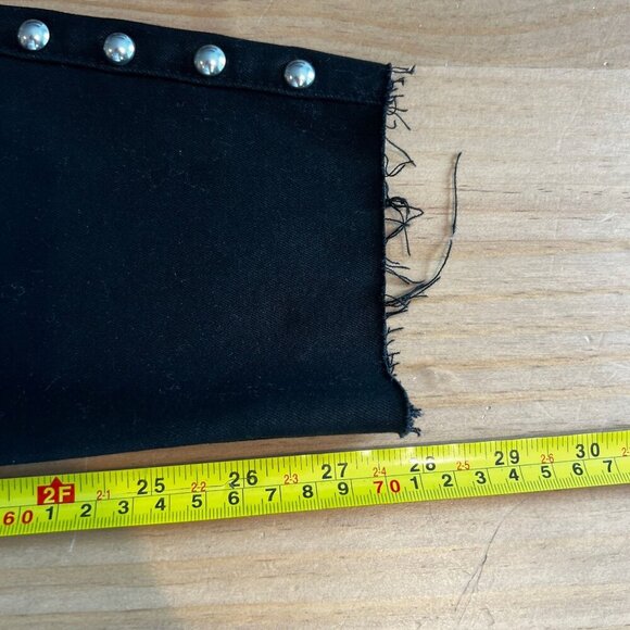 7 for All Mankind Womens Studded Shiny Coated Skinny Ankle Jean Sz 27 Black Fray - Picture 11 of 12